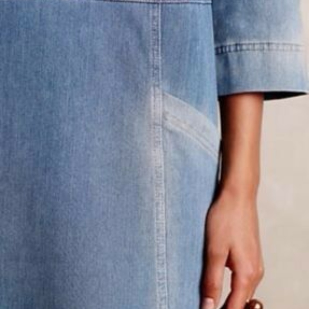 ANTHROPOLOGIE Faded Blue Denim Shift Dress by AG Adriano Goldschmied NWT - Picture 4 of 4